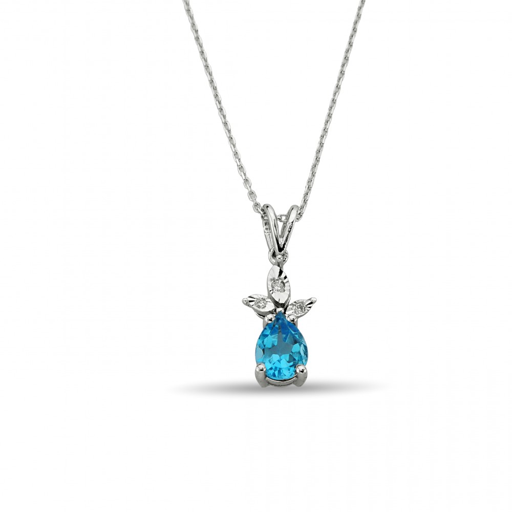 0,94 Karat Blue Topaz Damla Kolye