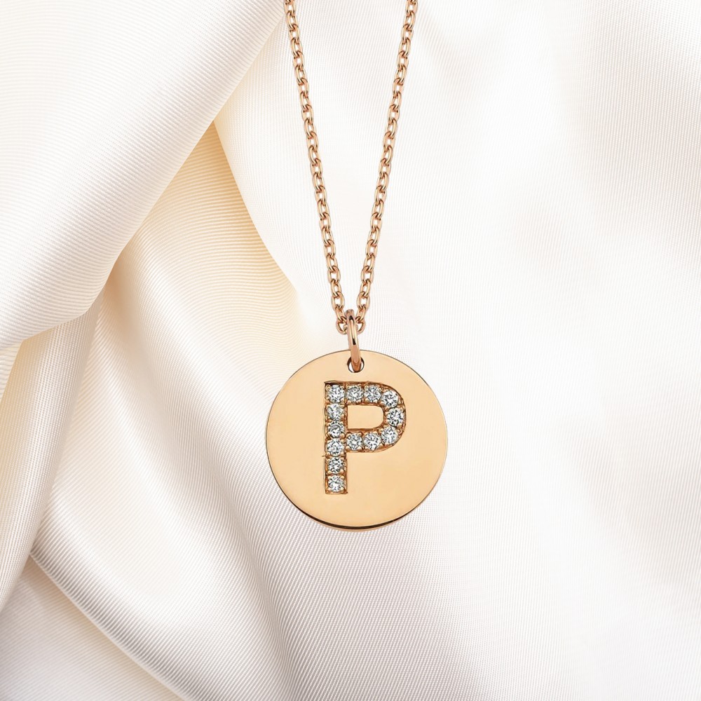 Pırlantalı (P) Harfli Kolye