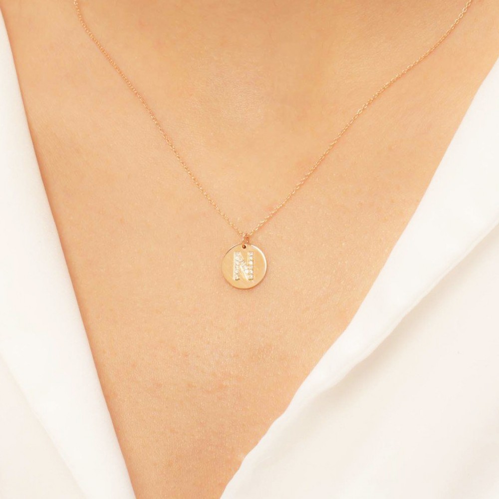 Pırlantalı (N) Harfli Kolye