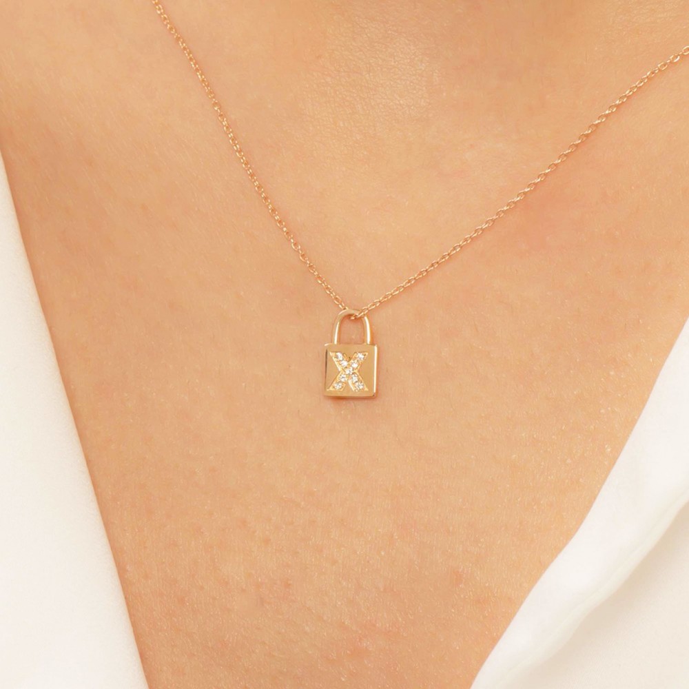 Pırlantalı (X) Harfli Kolye