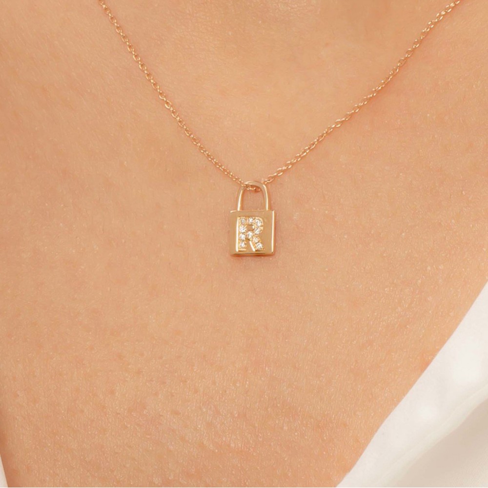 Pırlantalı (R) Harfli Kolye