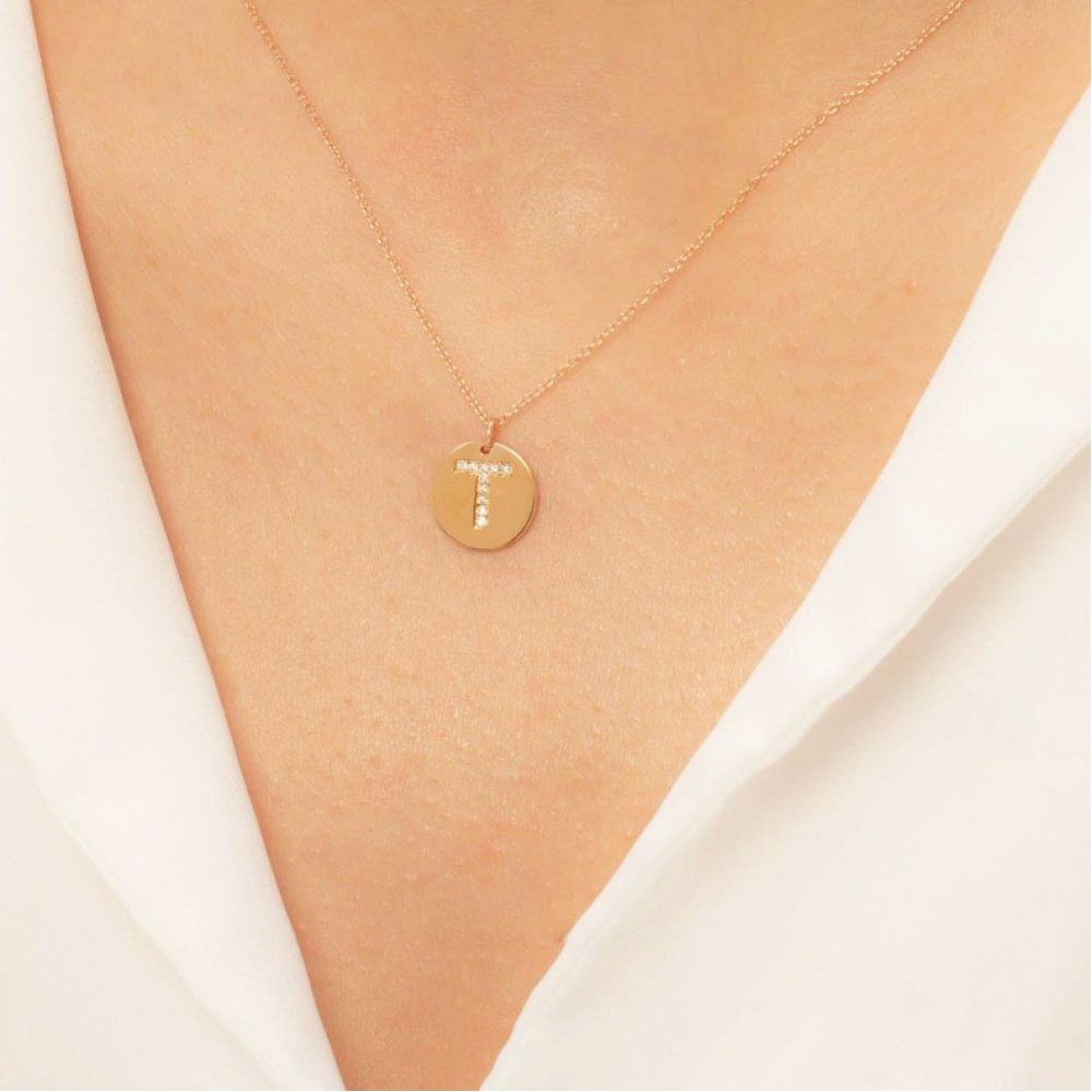 Pırlantalı (T) Harfli Kolye