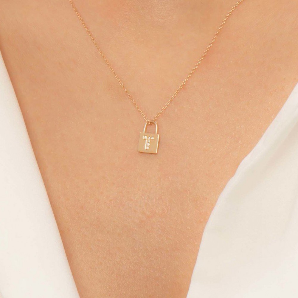 Pırlantalı (T) Harfli Kolye