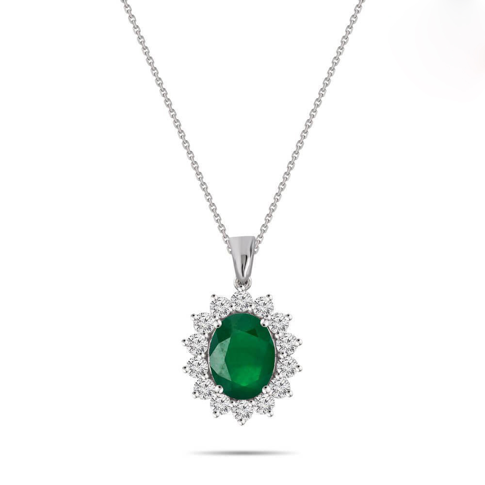 3,01 Karat Pırlantalı Zümrüt Kolye