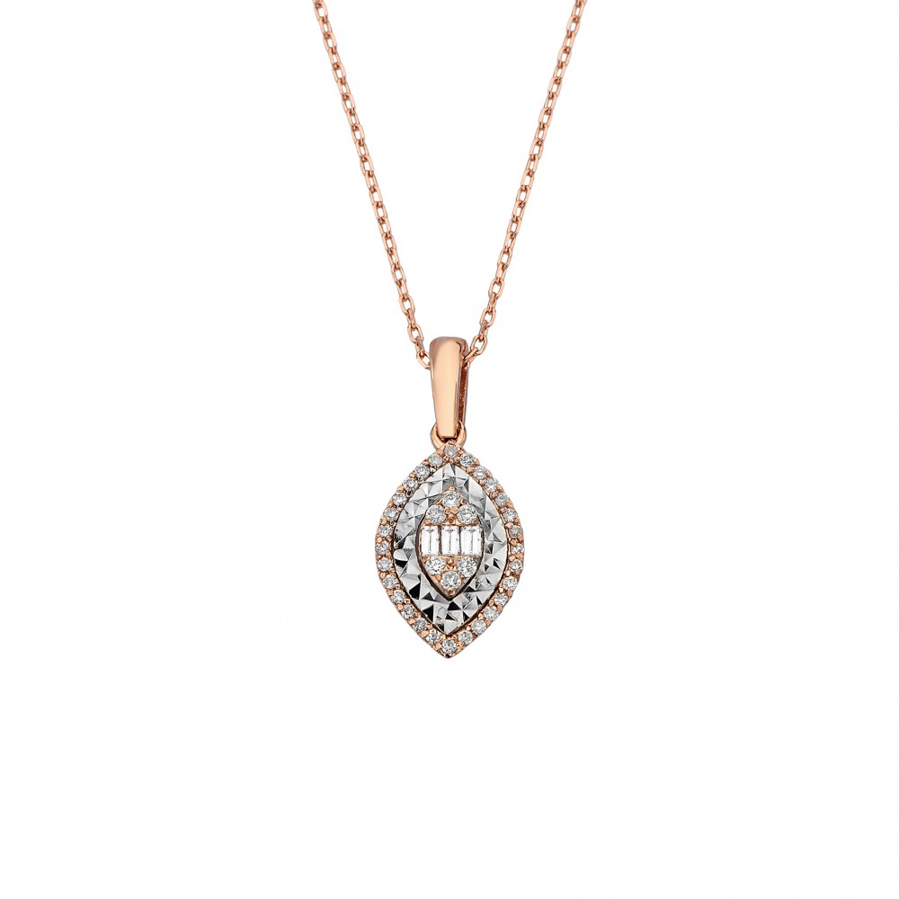 0,21 Karat Pırlanta Efektli Baget Kolye