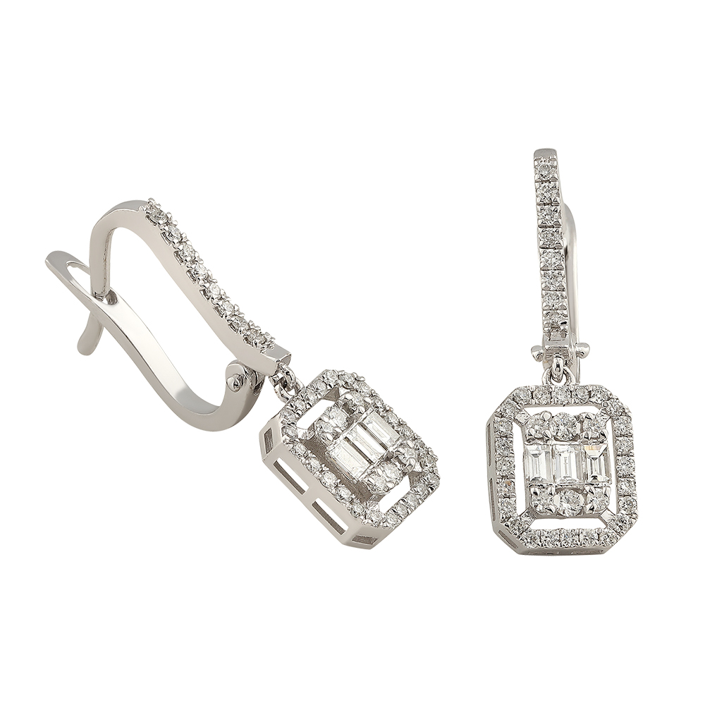 0,76 Karat Pırlanta Baget Küpe