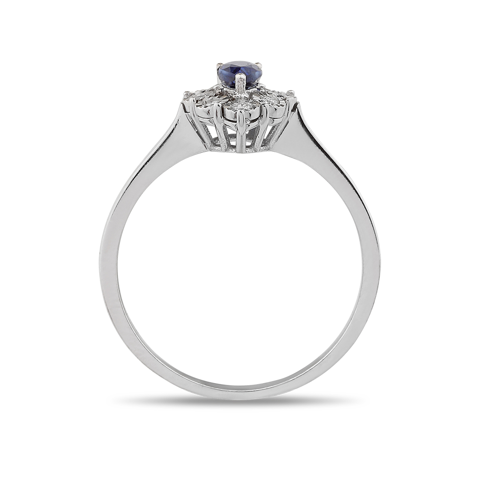 0,41 Karat Pırlantalı Safir Yüzük