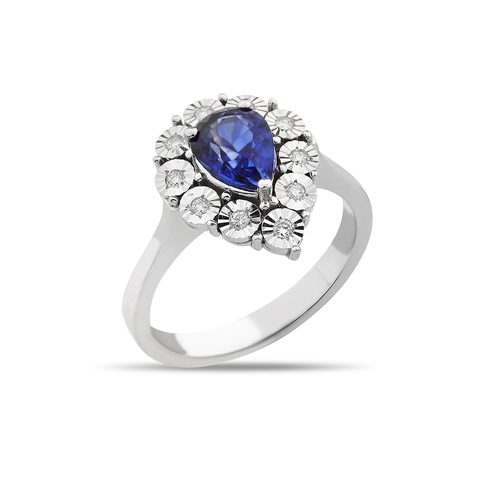 1,57 Karat Pırlantalı Safir Yüzük