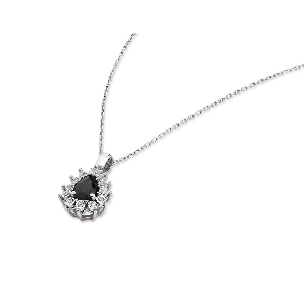 0,53 Karat Pırlantalı Natural Safir Kolye